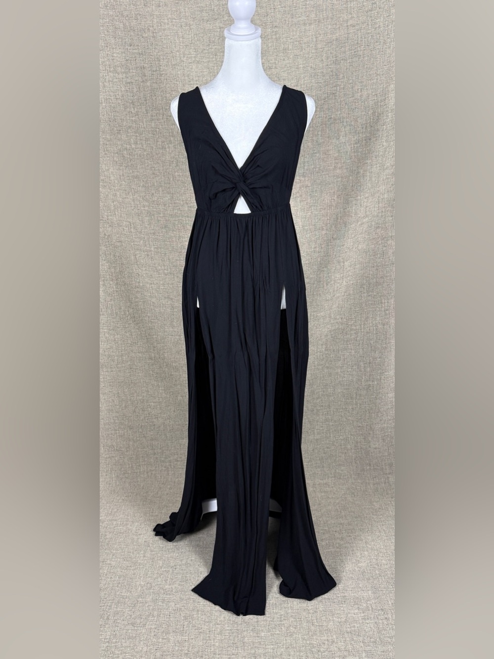 ASOS Black Twist-Front Tie-Back Maxi Dress